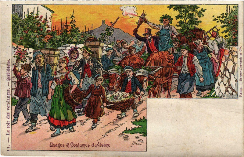 Carte postale ancienne Usages et Costumes d'Alsace France Folklore