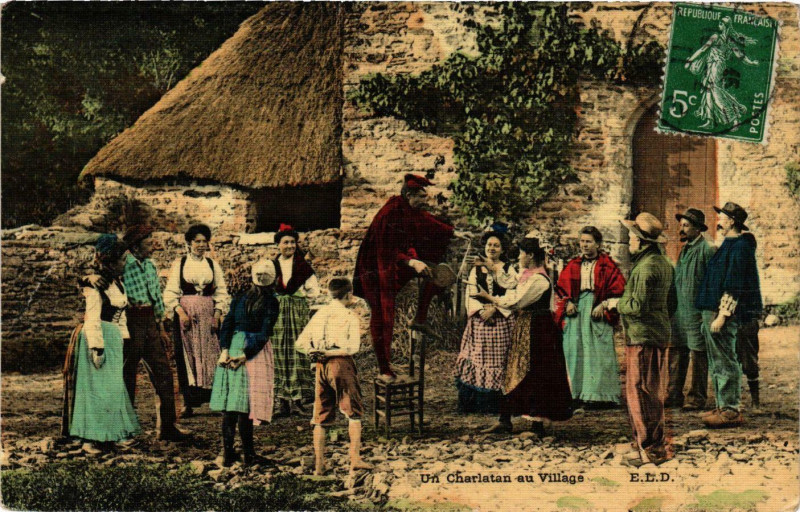 Carte postale ancienne Un Charlatan au Village France Folklore