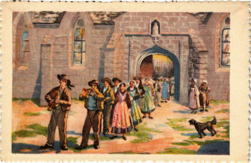 Carte postale ancienne Au Pays Breton France Folklore