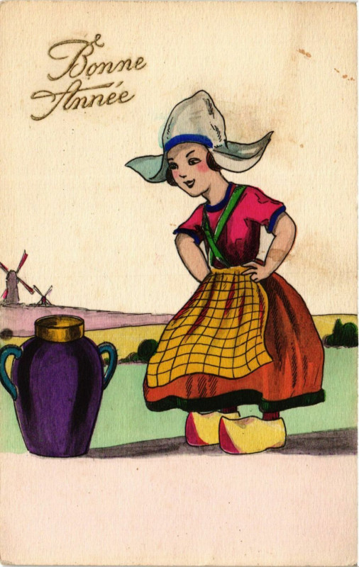 Carte postale ancienne Bonne Année France Folklore