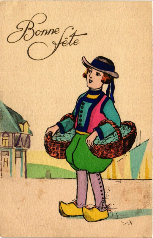 Carte postale ancienne Bonne Fete France Folklore