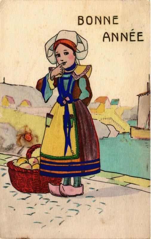 Carte postale ancienne Bonne Année France Folklore