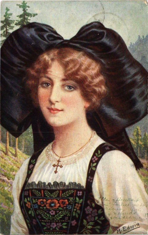 Carte postale ancienne Alsacienne France Folklore