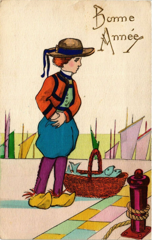 Carte postale ancienne Bonne Année France Folklore