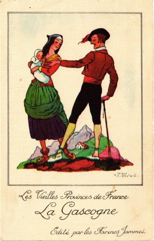 Carte postale ancienne La Gascogne Les Vieilles Provinces de France France Folklore