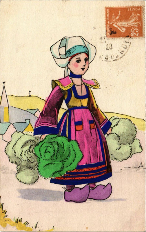 Carte postale ancienne Bonne Année France Folklore