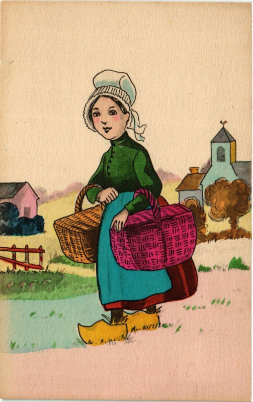 Carte postale ancienne Bonne Année France Folklore