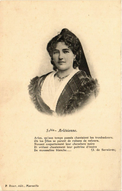 Carte postale ancienne Arlesienne France Folklore