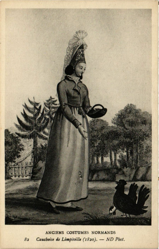 Carte postale ancienne Anciens Costumes Normands Cauchoise de Limpiville France Folklore
