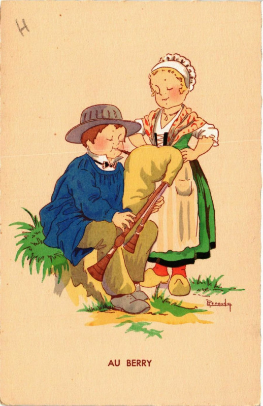 Carte postale ancienne Au Berry France Folklore