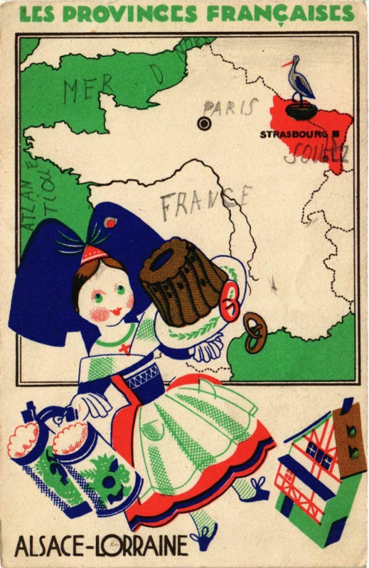 Carte postale ancienne Alsace-Lorraine France Folklore