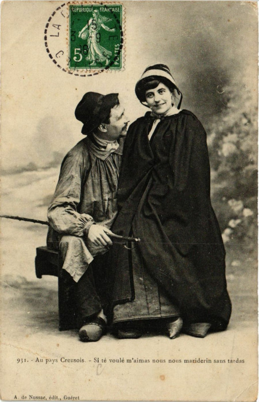 Carte postale ancienne Au pays Creusois France Folklore