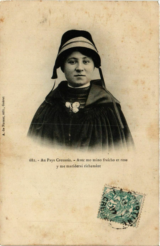 Carte postale ancienne Au pays Creusois France Folklore