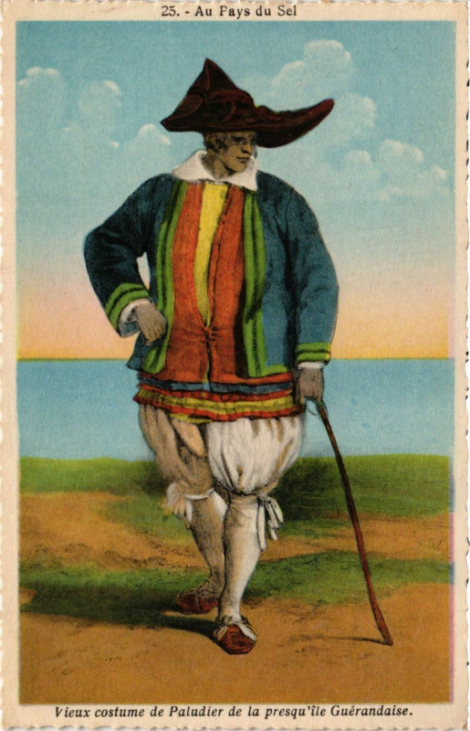Carte postale ancienne Au Pays du Sel Vieux costume de Paludier France Folklore
