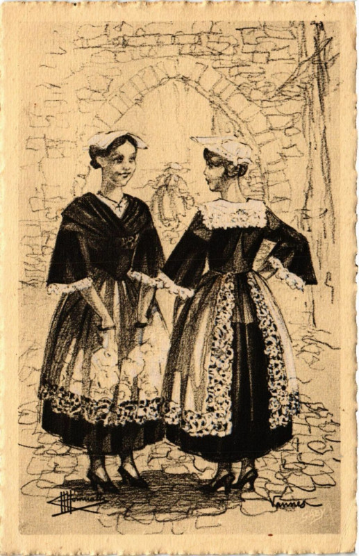 Carte postale ancienne Vannes-Morbihan Types et Costumes de France France Folklore