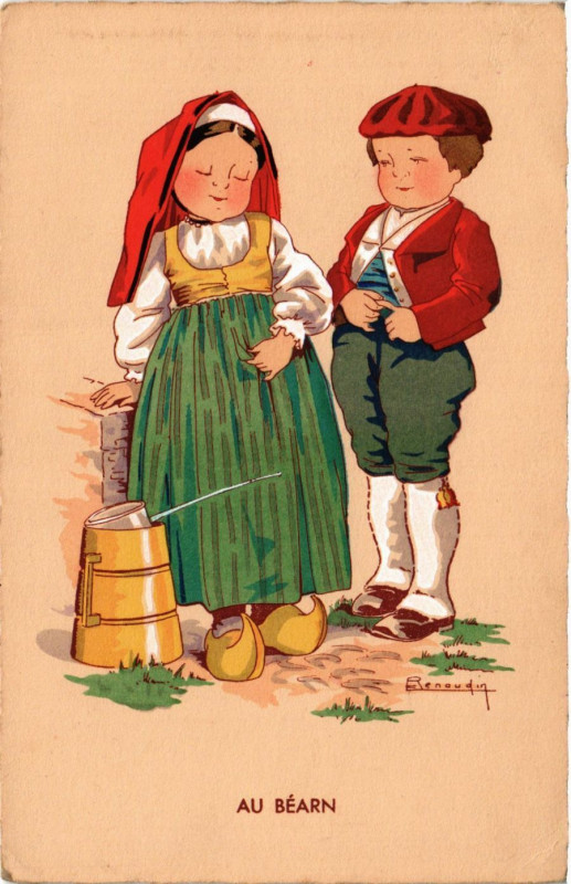 Carte postale ancienne Au Bearn France Folklore
