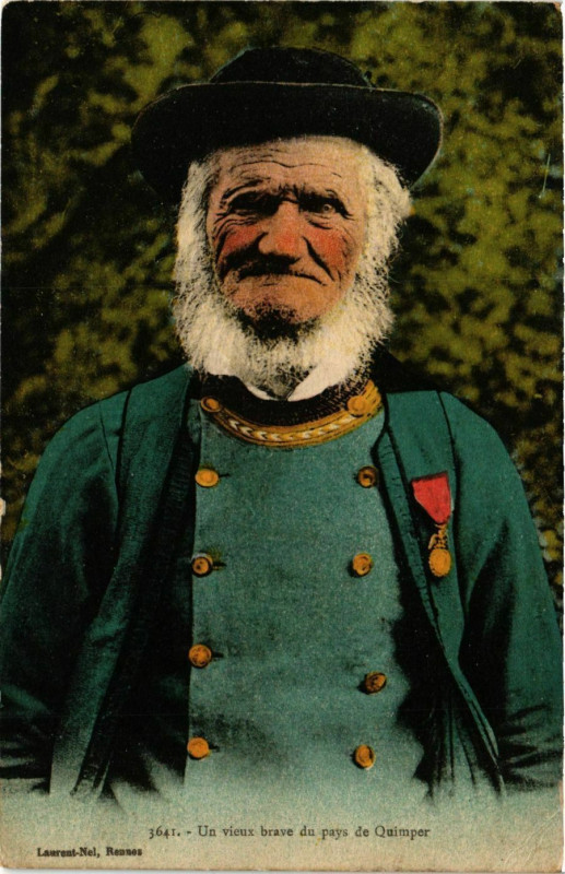 Carte postale ancienne Un vieux brave du pays de Quimper France Folklore