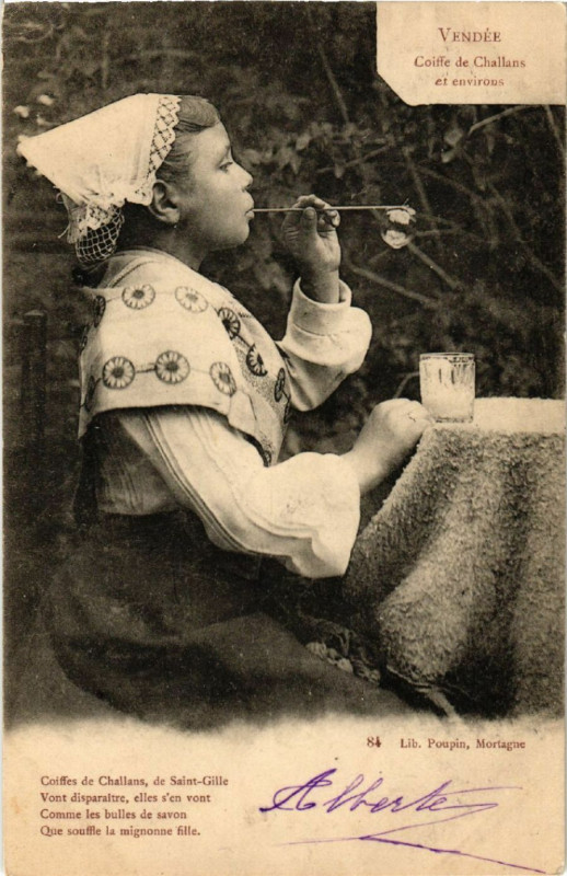 Carte postale ancienne Vendée - Coiffe de Challans et environs - Folklore - Types
