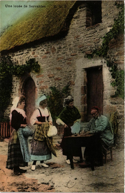 Carte postale ancienne Une louée de Servantes - Folklore - Types