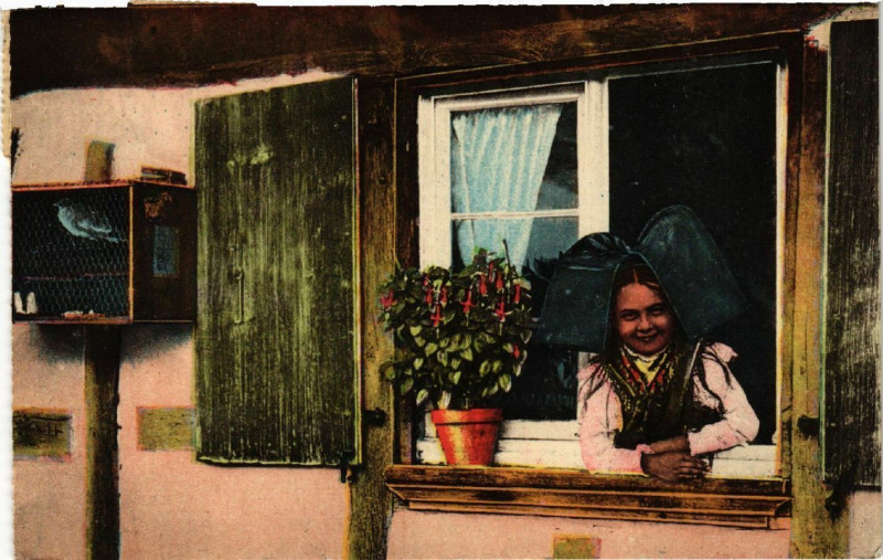 Carte postale ancienne Un Bonjour au Passant - Folklore - Types