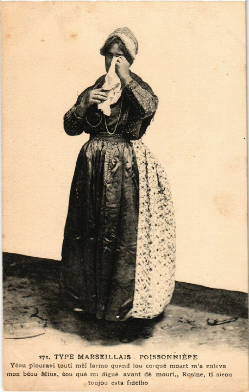 Carte postale ancienne Type Marseillais - Poissonniere - Folklore - Types