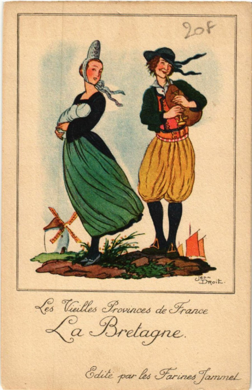 Carte postale ancienne Les Vieilles Provinces de France - La Bretagne - Folklore - Types