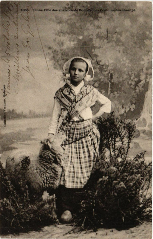 Carte postale ancienne Jeune Fille des Environs de Pont-Croix - Costume des champs à Pont-Croix
