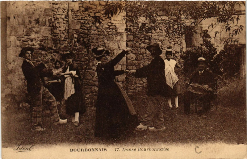 Carte postale ancienne Bourbonnais - Danse Bourbonnaise - Folklore - Types