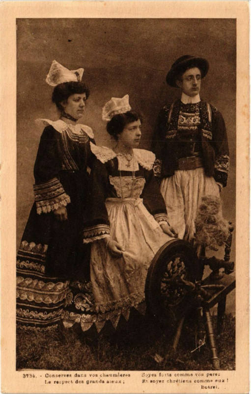 Carte postale ancienne Botrel - Conservez dans vos chaumieres - Folklore - Types