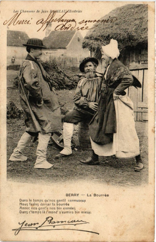 Carte postale ancienne Berry - La Bourrée - Les Chansons de Jean Rameau Illustrées