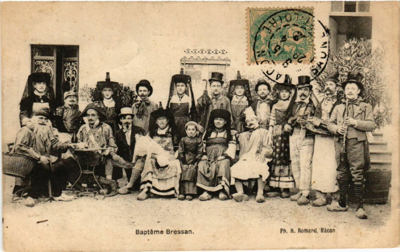 Carte postale ancienne Bapteme Bressan - Folklore - Types
