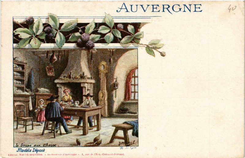 Carte postale ancienne Auvergne - La Soupe aux Choux - Modele Depose - Folklore - Types