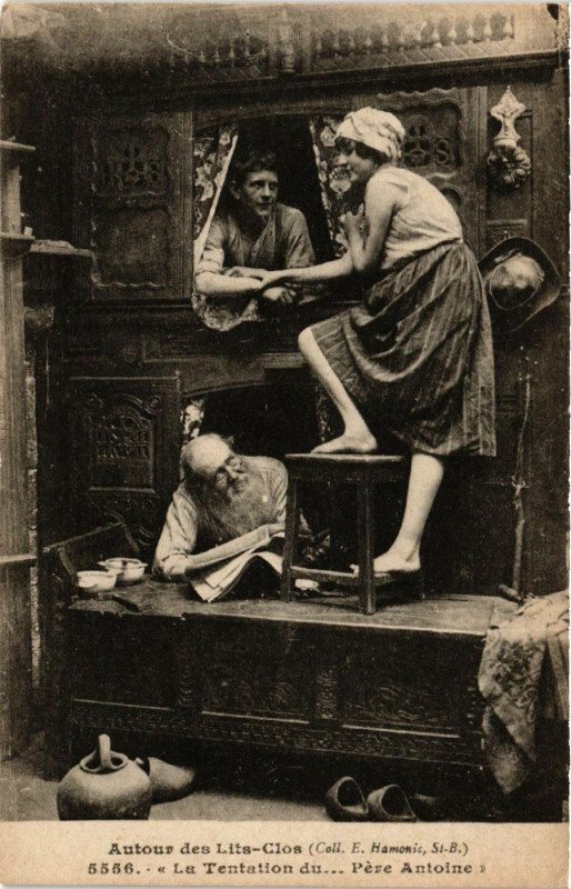 Carte postale ancienne Autour des Lits-Clos - La tentation du...Pere Antoine - Folklore