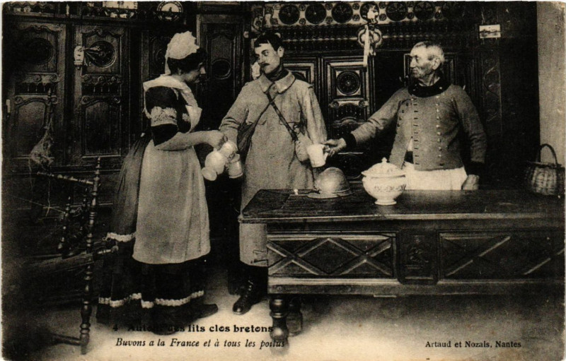 Carte postale ancienne Autour des Lits Clos Bretons - Folklore - Types