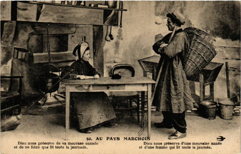 Carte postale ancienne Au Pays Marchois - Folklore - Types