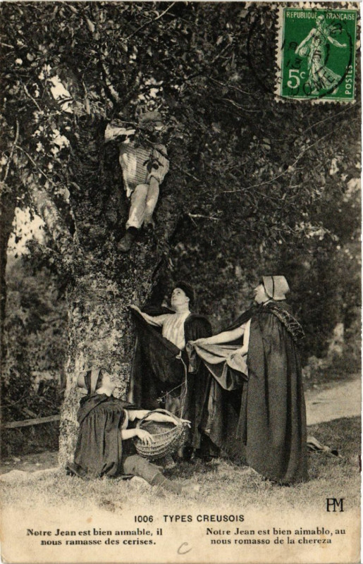 Carte postale ancienne Au Pays Creusois - Notre Jean est bien aimablo - Folklore - Types