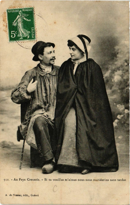 Carte postale ancienne Au Pays Creusois - Folklore - Types
