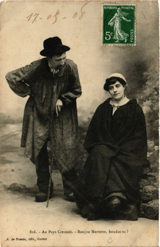 Carte postale ancienne Au Pays Creusois - Folklore - Types