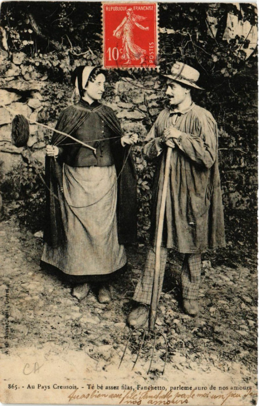 Carte postale ancienne Au Pays Creusois - Folklore - Types