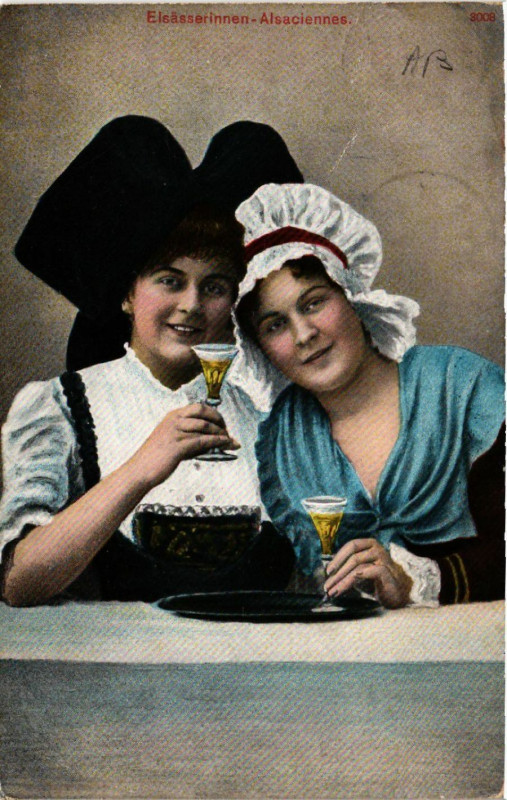 Carte postale ancienne Alsaciennes - Elsasserinnen - Folklore - Types