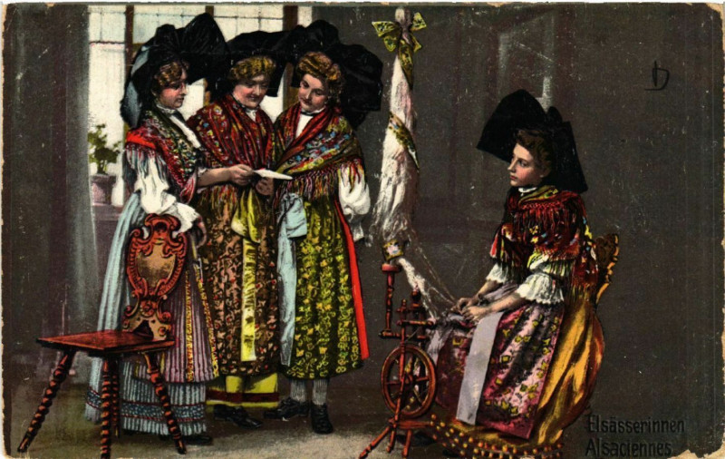 Carte postale ancienne Alsaciennes - Elsasserinnen - Folklore - Types