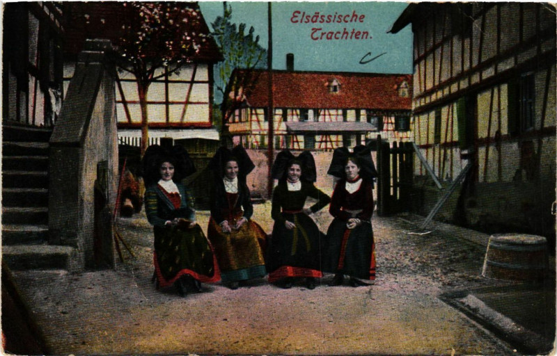 Carte postale ancienne Alsace - Elsass - Elsassische Trachten - Folklore - Types