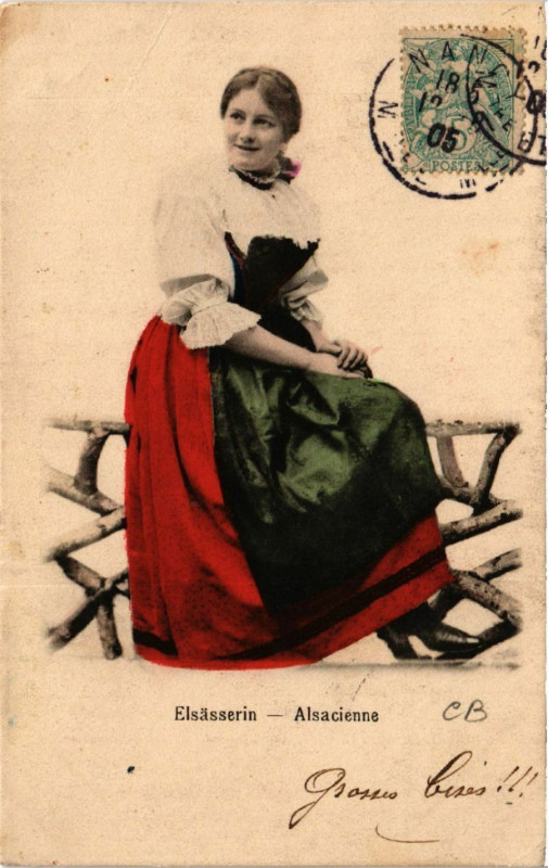 Carte postale ancienne Alsacienne - Elsasserin - Folklore - Types