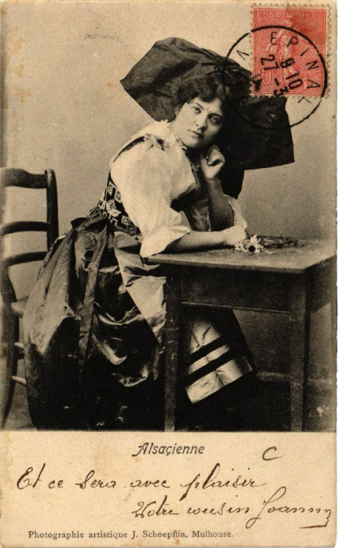 Carte postale ancienne Alsacienne - Elsasserin - Folklore - Types