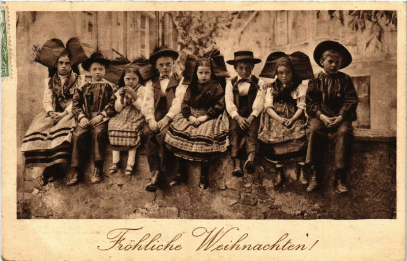 Carte postale ancienne Alsace - Elsass - Fröhliche Weihnachten - Folklore - Types