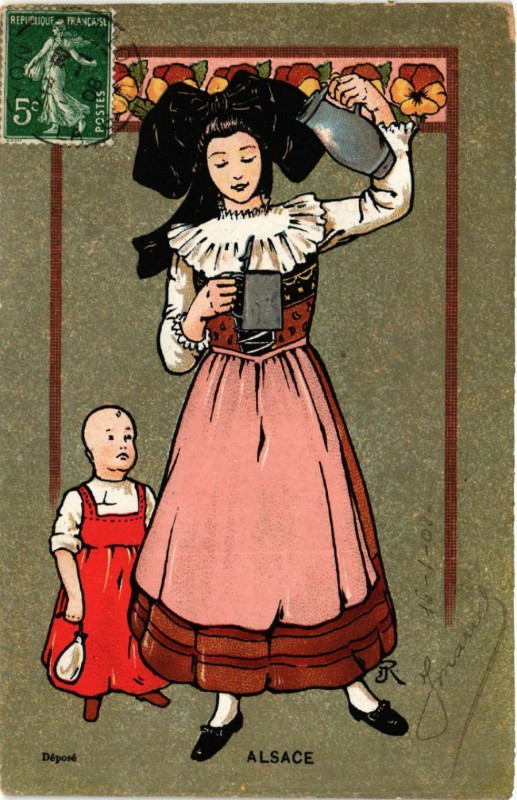 Carte postale ancienne Alsace - Elsass - Folklore - Types