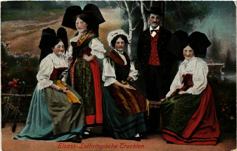 Carte postale ancienne Alsace - Elsass - Elsass-Lothringische Trachten - Folklore - Types