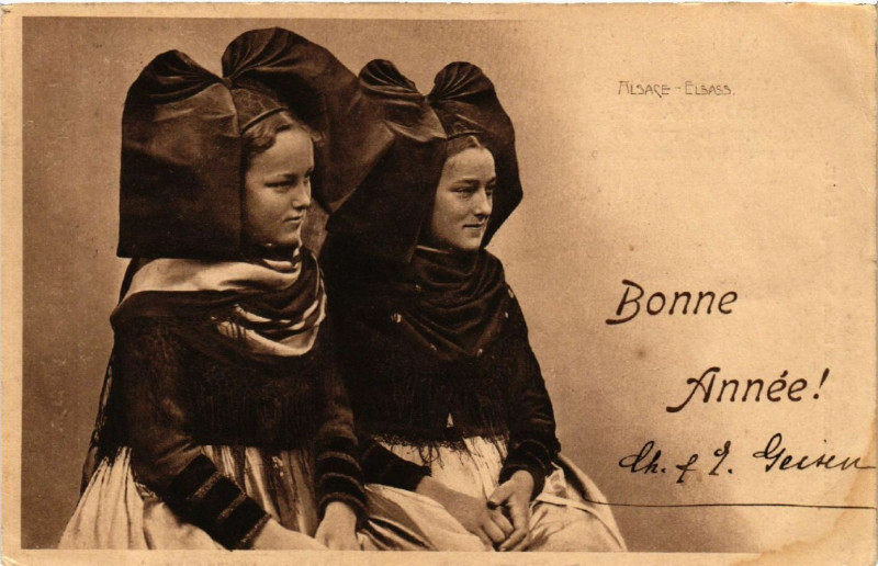 Carte postale ancienne Alsace - Elsass - Bonne Année - Folklore - Types