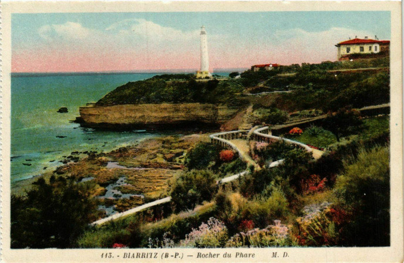 Carte postale ancienne Biarritz Rocher du Phare Lighthouse Phare