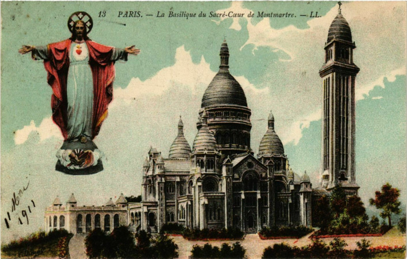 Carte postale ancienne La Basilique du Sacré-Coeur de Montmartre à Paris 18e